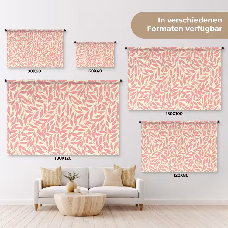 Wandtuch - Rosa – Blätter – Dynamisch – Muster — 7