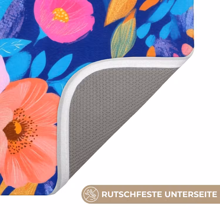 WC Vorleger - Blumen - Blau - Rosa — 3