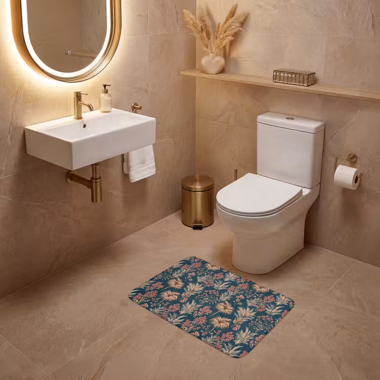 WC Vorleger - Botanisch - Muster - Blau — 4