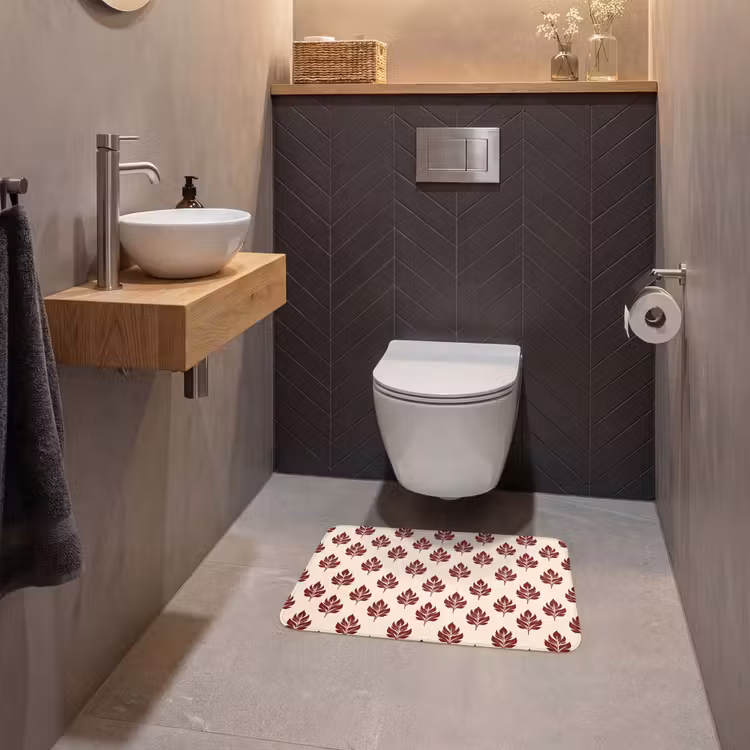 WC Vorleger - Botanisch - Muster - Bordeaux — 2