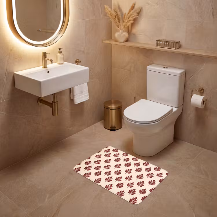 WC Vorleger - Botanisch - Muster - Bordeaux — 4