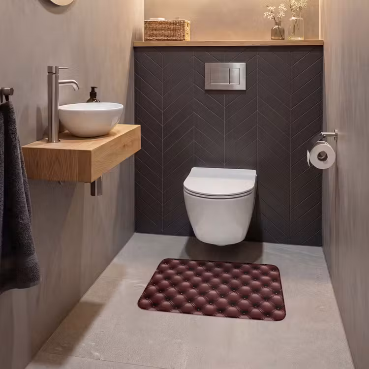 WC Vorleger - Leder - Muster - Bordeaux — 2