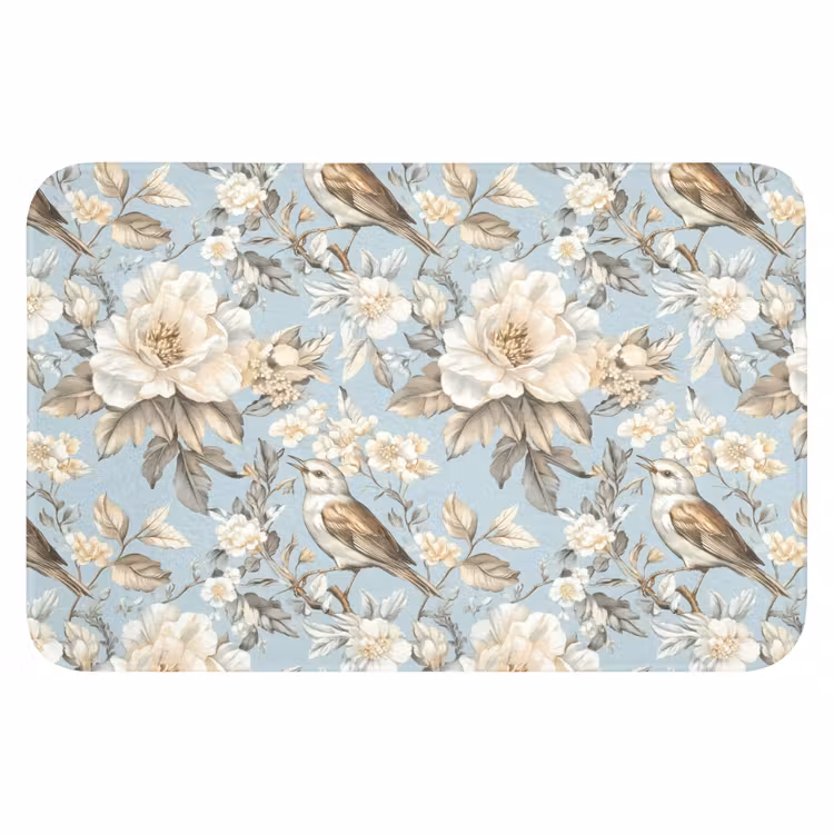WC Vorleger - Botanisch - Singvogel - Blau — 1