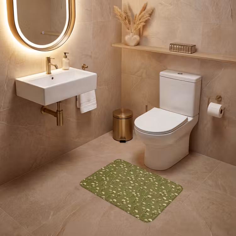 WC Vorleger - Rustikal - Blumen - Grün — 4