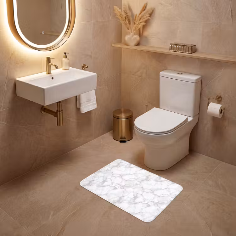WC Vorleger - Weiß - Marmor - Grau — 4