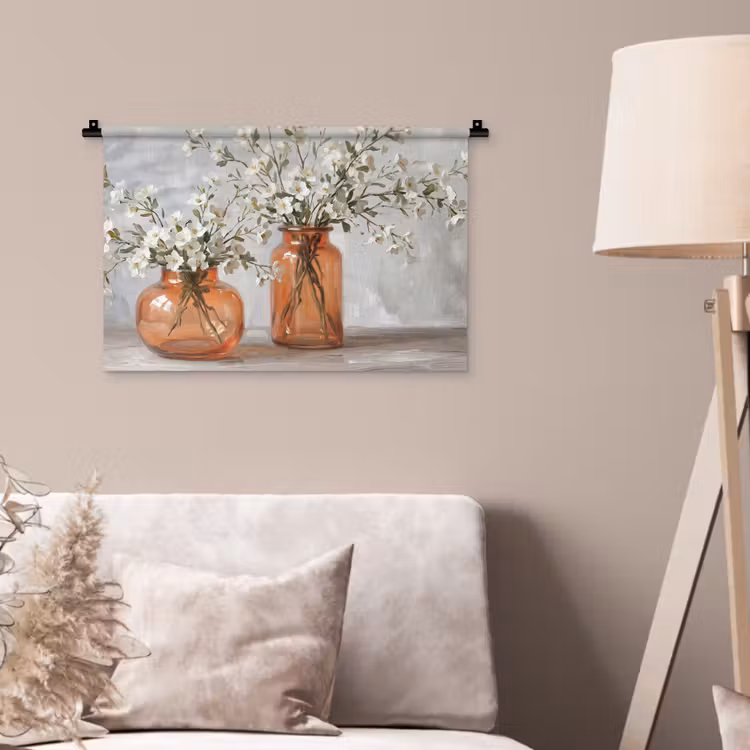 Wandtuch - Vasen - Blumen - Orange — 2