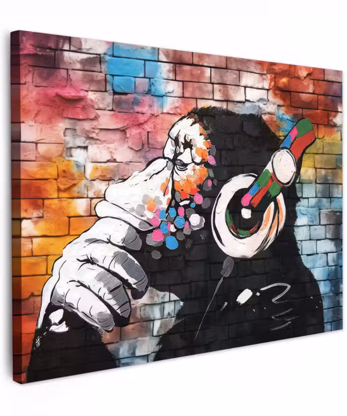 Leinwandbild - Affe - Graffiti - Musik