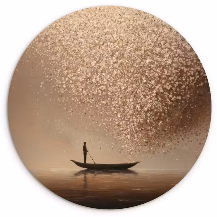 Forexbild Rund - Boot - Blätter - Gold - Wasser