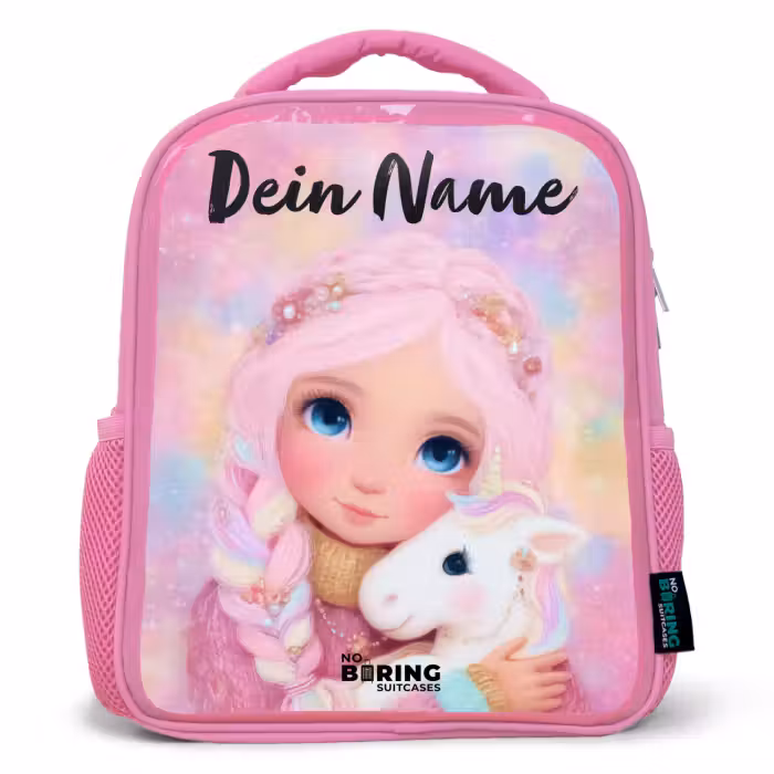 Kinderrucksack mit Namen - Rosa - Name - Rosa - Mädchen - Einhorn - Rosa