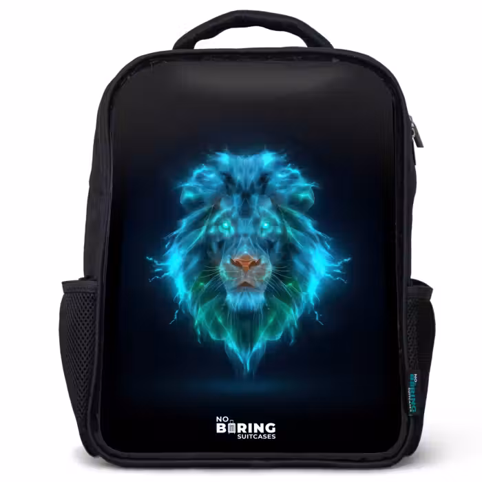 Kinderrucksack - Schwarz - Leuchtender Löwe