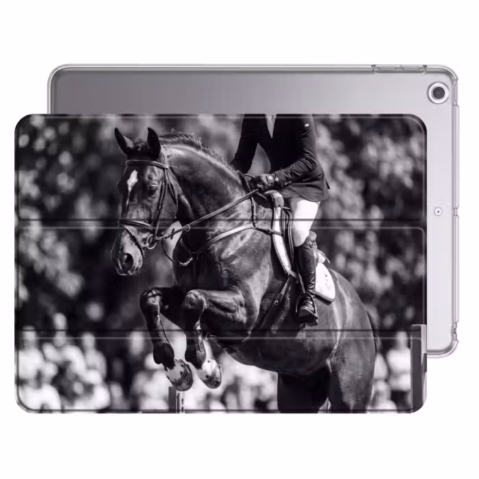 iPad Hülle - Springen - Pferd - Schwarz - Weiß