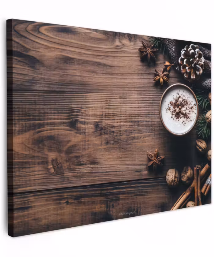 Leinwandbild - Winter - Holzoptik - Stilleben