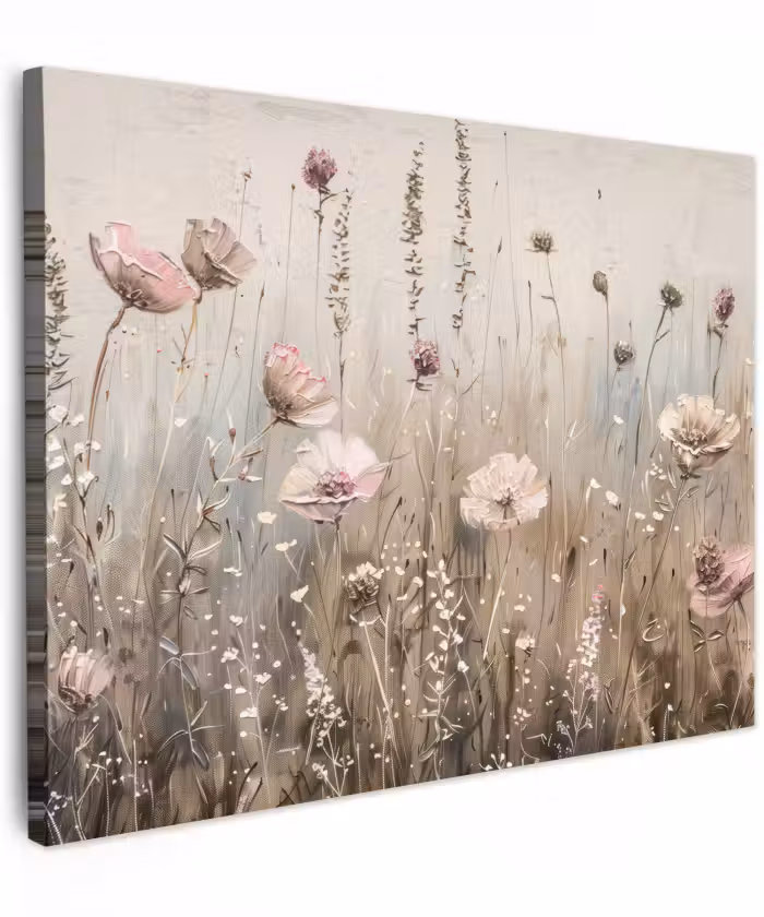 Leinwandbild - Blumen - Rosa - Modern - Beige