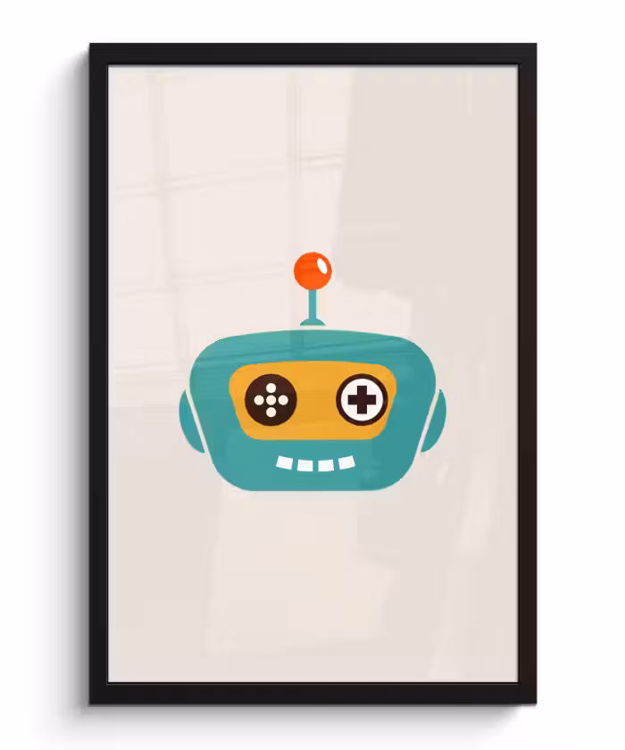Poster mit Rahmen - Roboter - Gesicht - Antenne - Technik - Junge - Kind