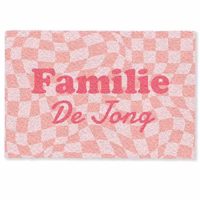 Personalisierbare fußmatte - Familie - Rosa