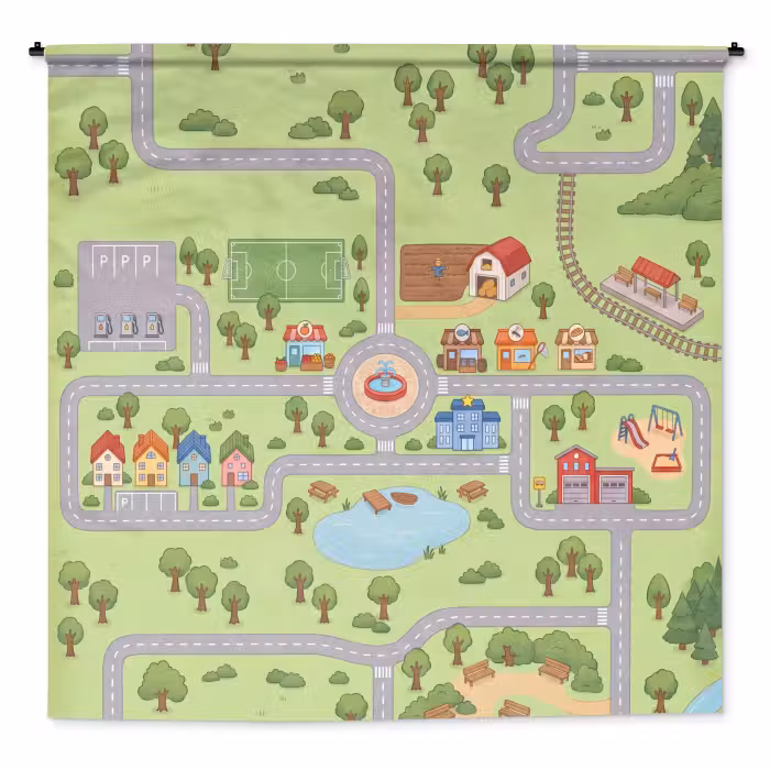 Wandtuch - Lageplan – Dorf – Kind