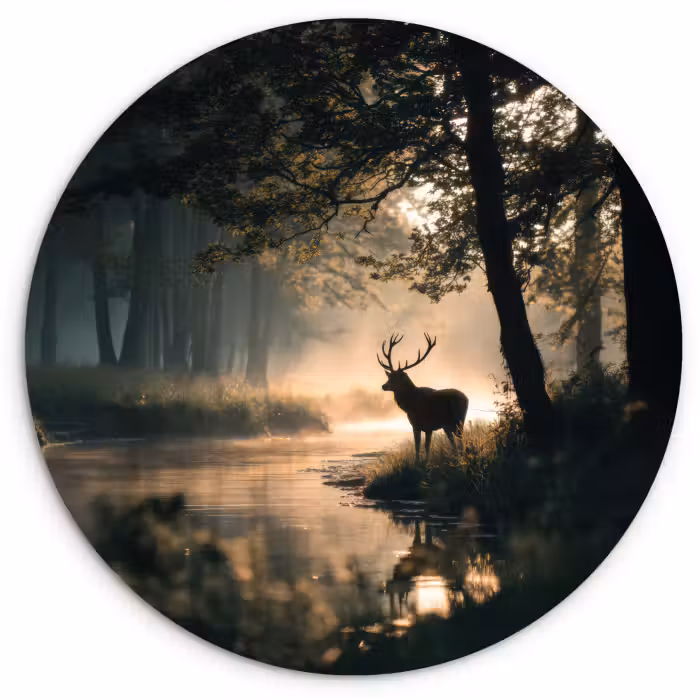 Forexbild Rund - Hirsche - Waldbach - Mystisch