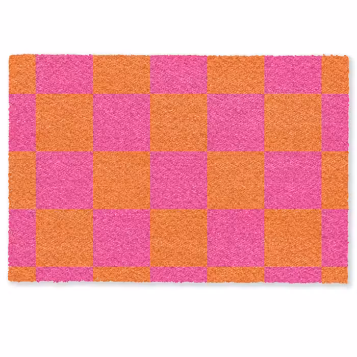 Fußmatte - Schachbrettmuster - Orange - Rosa - Blöcke