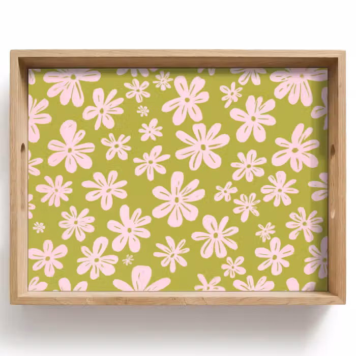 Tablett - Blumen - Rosa - Gemustert