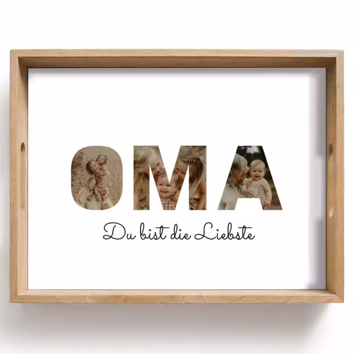 Personalisierte Tablett - Oma - Buchstaben-Collage