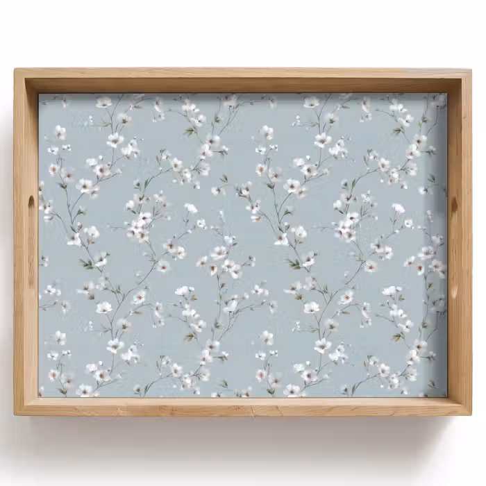 Tablett - Klassisch - Blumen - Blau